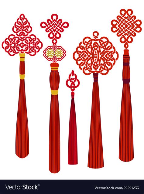 Chinese Traditional Knots Set Of5 Royalty Free Vector Image