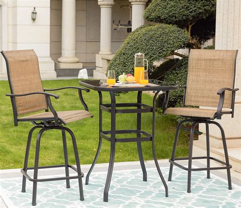 Outdoor Furniture Set For Patios Backyard 3 Pcs Outdoor Metal Bar Set
