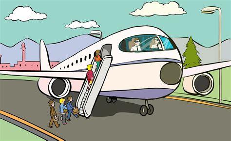 Pasajeros Que Abordan El Vector De Dibujos Animados De Avión 17076272 Vector En Vecteezy