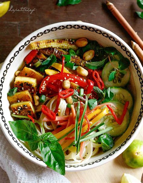 Spicy Vegetarian Thai Noodle Bowl Recipe By Archanas Kitchen