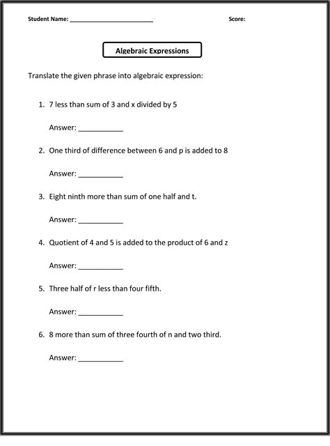 Sixth Grade Worksheets Item Category Free Printable