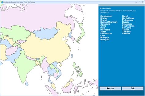 East Asia Interactive Map Quiz Software Drag And Drop The Country