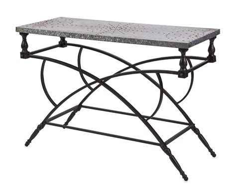 Galvanized Wrought Iron Industrial Vintage Rustic Console Gray Black