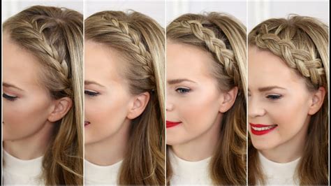 Not only are braids extremely practical for securing your hair during physical & outdoor activities, but you can use braids to express your personal style for in this instructable, you'll learn how to braid your own hair for the first time. Four Headband Braids | Missy Sue - YouTube