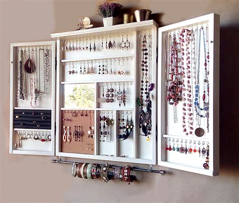 Jewelry Cabinet Large Earrings Case Jewelry Storage Wall Etsy Uk