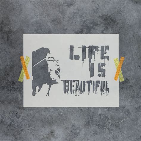 Find the perfect graffiti stencil stock photos and editorial news pictures from getty images. Life is Beautiful Stencil by Banksy - Reusable Mylar ...