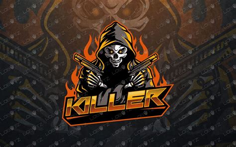 Grim Reaper With Guns Logo Reaper Mascot Logo For Sale Lobotz