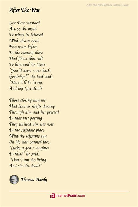 After The War Poem By Thomas Hardy