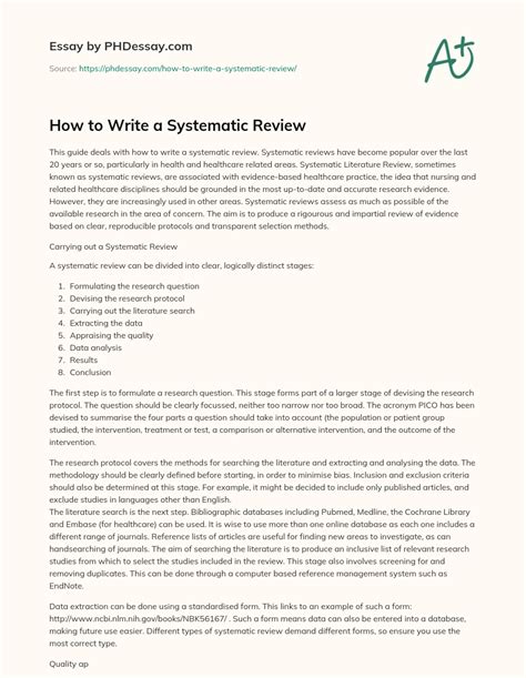 How To Write A Systematic Review