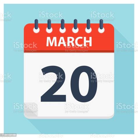 March 20 Calendar Icon Calendar Design Template Stock Illustration