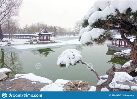 Winter Scenery Of Chinese Park Stock Photo Image Of Scenery Lake