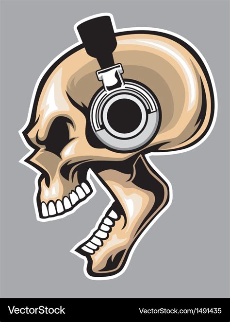 Screaming Skull Wearing Headphone Royalty Free Vector Image