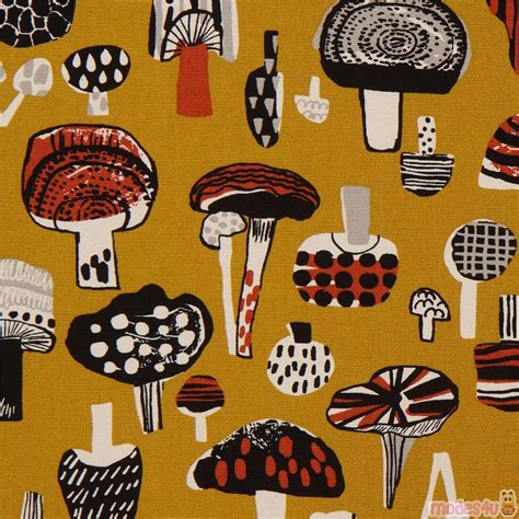 Cosmo Mustard Oxford Laminate Mushroom Fabric Fabric By Cosmo Modes4u