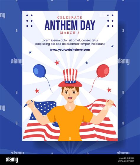 National Anthem Day Vertical Poster With United States Of America Flag