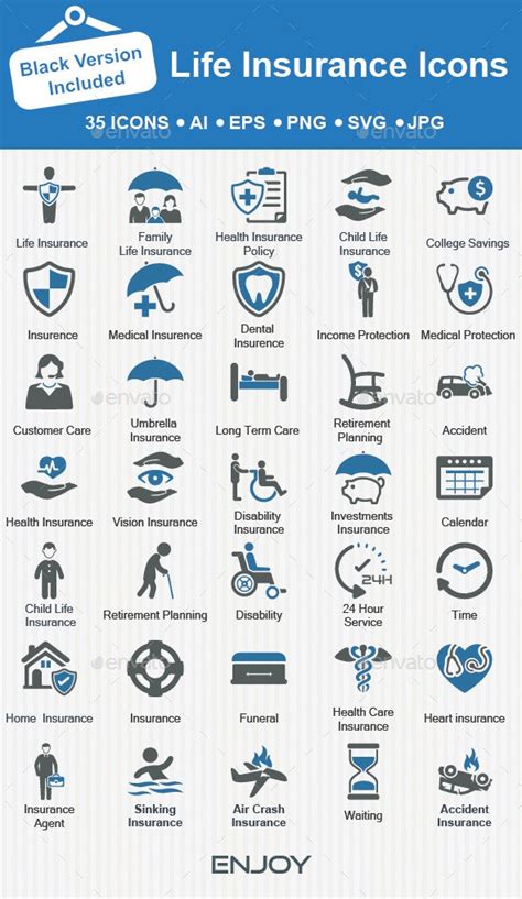 Life Insurance Icons By Delwarhossain Graphicriver