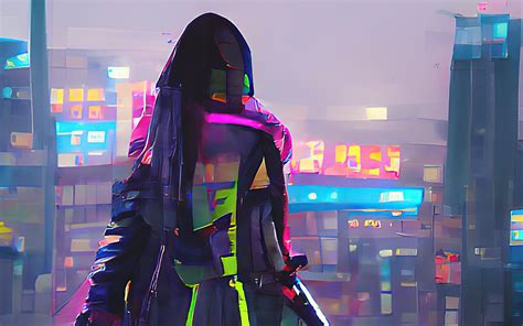 X Cyberpunk Neon Girl Digital Art X Resolution Hd K