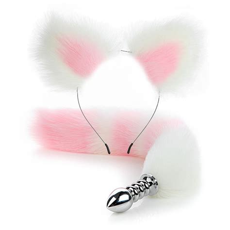 Anal Sex Toys Fox Tail Butt Plug Set With Hairpin Anal Kit Anal Butplug