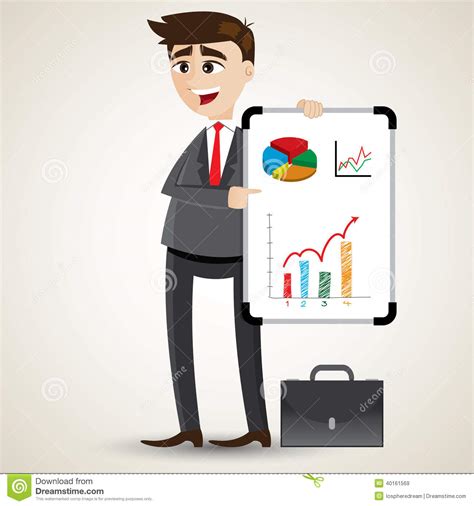 Businessman Presentation With Board Graph And Chart Vector Illustration