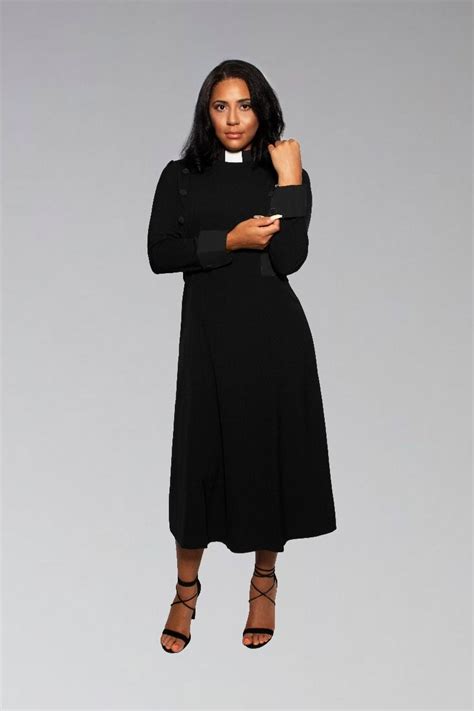 women s clergy dresss black with black designer buttons suit avenue