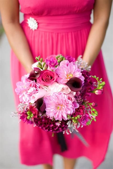 Autumnal bouquets for wedding at the beverly mansion in marengo, ohio. pinks and purple bouquet with hot pink dress....love both ...