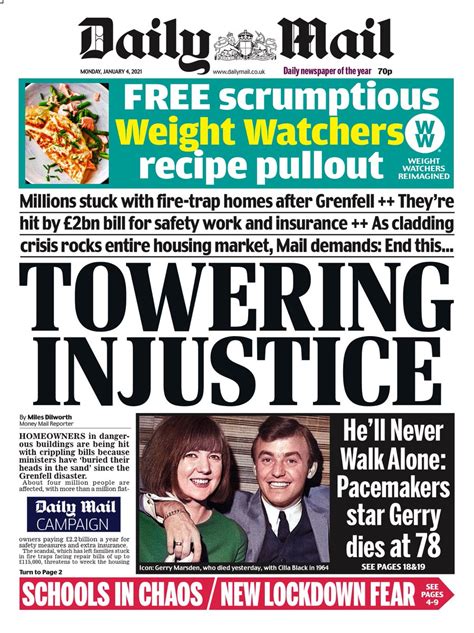 Sunday mass readings homily for january 31 2021, fourth sunday in ordinary time, year b. Daily Mail Front Page 4th of January 2021 - Tomorrow's ...