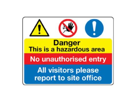 Danger This Is A Hazardous Area Sign 600mm X 450mm Safe Industrial