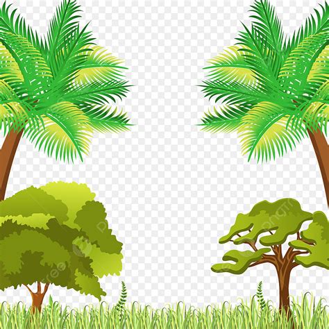 Tree Grass Nature Vector Art Png Beautiful Natural Scene With Trees
