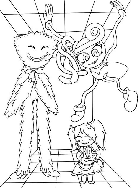 Coloriage Poppy Playtime Huggy Wuggy And Poppy And Mommy Long Legs 92