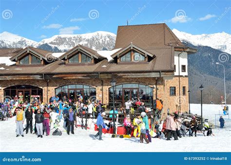 Sochi Russia February 27 2016 People Relax On Ski Resort Rosa
