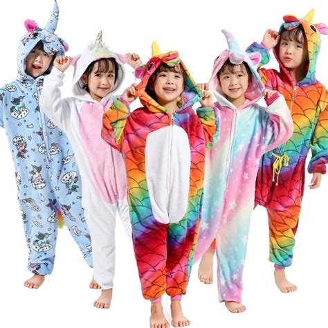 Kigurumi Pajama Unicorn Onesies For Kids Boys Girls Winter Warm