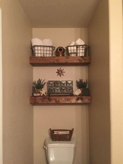 Floating Shelves Above The Toilet Rustic Vintage With A Side Of Sea