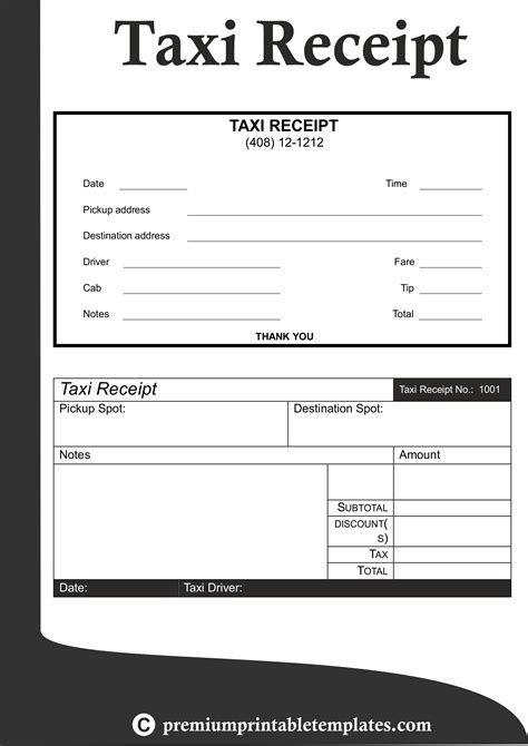 Free Printable Taxi Receipts Printable Templates