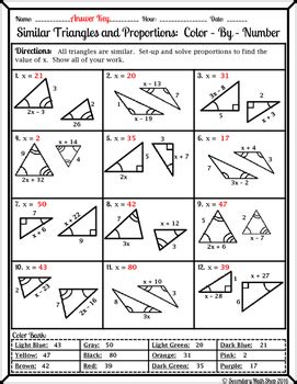 Triangle congruences are the rules or the methods used to prove if two triangles are congruent. Similarity - Similar Triangles and Proportions Color-By-Number Worksheet