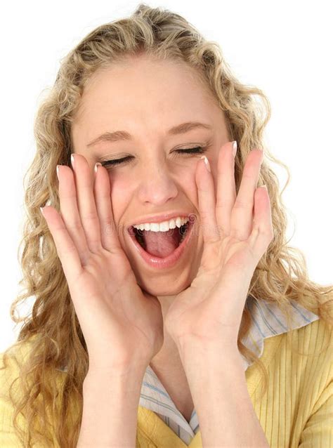 Beautiful Blonde Teen Yelling Stock Photo Image Of Hollering Cute