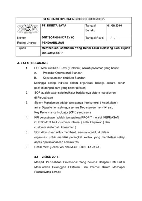 Pdf Standard Operating Procedure Sop Rapigra Jakarta