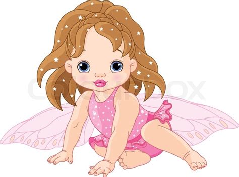 Illustration Of Sitting Cute Baby Fairy Vector Colourbox