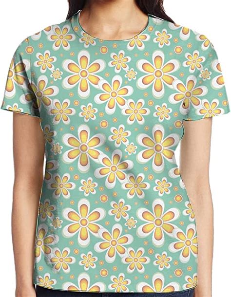 Yellow Daisies Womens Casual Printed Short Sleeved T Shirt At Amazon Womens Clothing Store