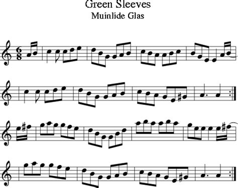 Shop arrangements with note names & chords. Green Sleeves (Irish Folk Song) (Ireland) sheet music for Treble Clef Instrument - 8notes.com ...