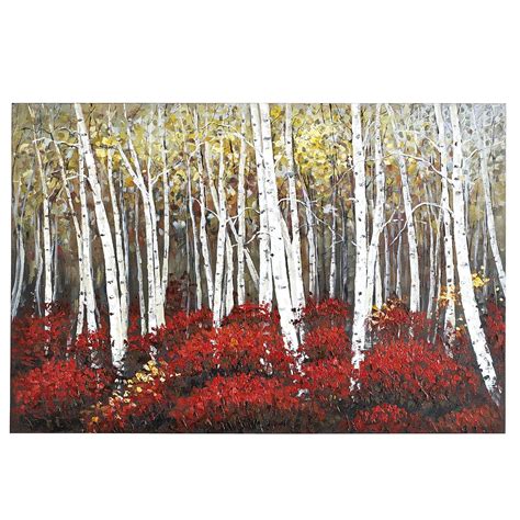 Red Birch Trees Art Peinture Abstraite Arbres Peints Peinture