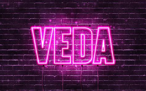 Download Wallpapers Veda K Wallpapers With Names Female Names Veda Name Purple Neon Lights