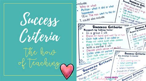Success Criteria The How Of Teaching Enriching Young Minds And Hearts