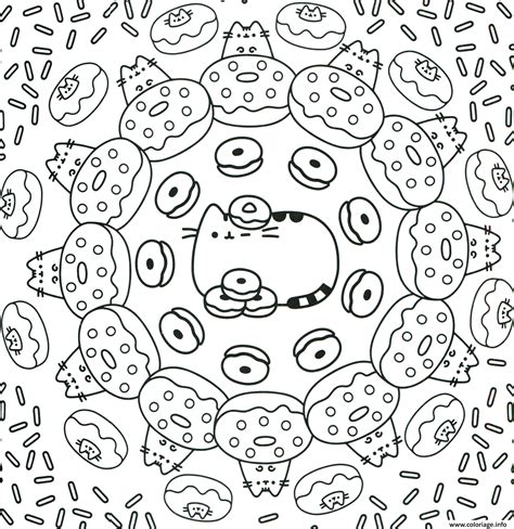 Coloriage Pusheen The Cat Donuts Pattern Dessin