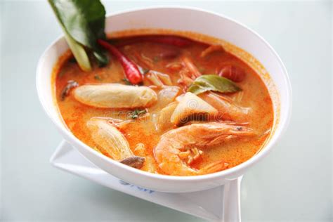 Thai Traditional Spicy Prawn Soup Tom Yum Kung Stock Image Image Of
