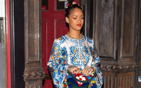Rihanna Wears Versace Dress Stella Mccartney Platforms In New York