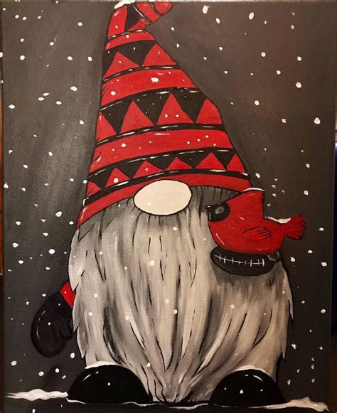 Winter Gnome Etsy Christmas Canvas Art Diy Christmas Paintings