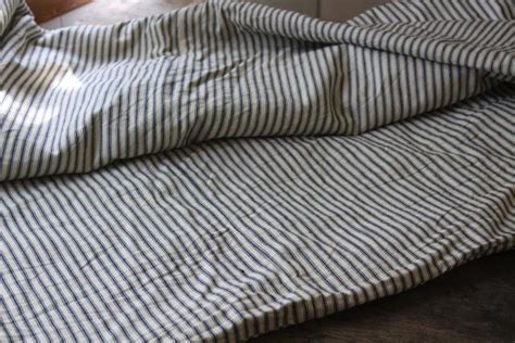 Blue ridge home fashions featherbed. vintage farmhouse cotton ticking cover for primitive old ...