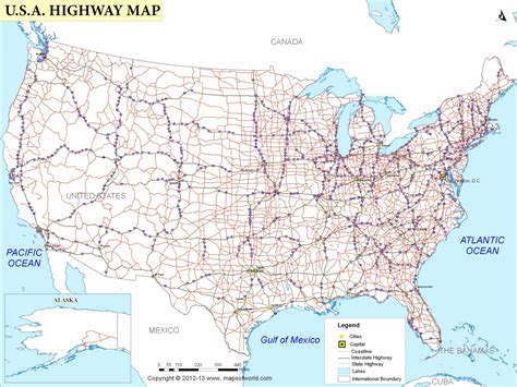 Map Of Us With Interstates Sitedesignco Printable Map Of Us