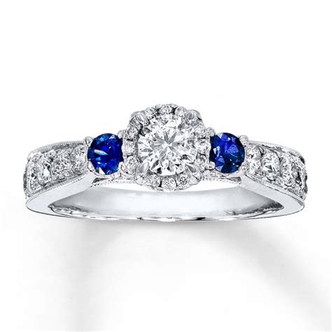Large citrine & diamond cocktail yellow gold ring ring size: 1 Carat Round Diamond and Sapphire Halo Engagement Ring in ...