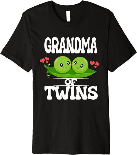 Grandma Of Twins Grandmother Premium T Shirt Clothing Shoes And Jewelry