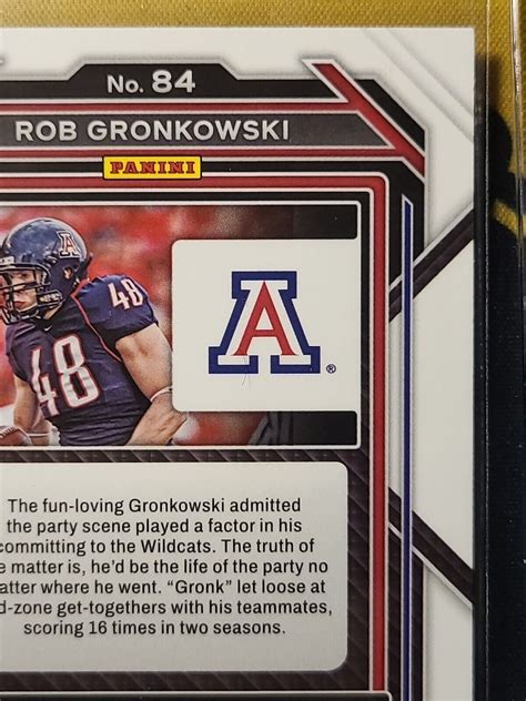 Rob Gronkowski Arizona Wildcats 2023 Prizm Draft Picks Gold Ice